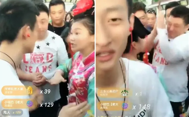 女主播下跪被骗！当祁天道面呵斥户外发：做人要有良心。